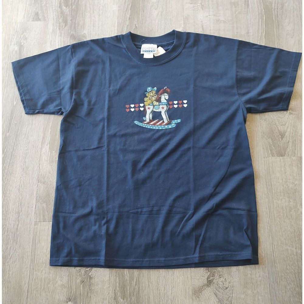 Navy Short Sleeve Graphic Tee - Small Rocking Horse Design